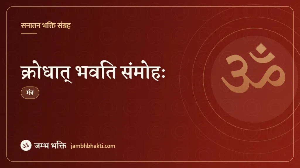 क्रोधात् भवति संमोहः (Krodhad Bhavati Sammohah)